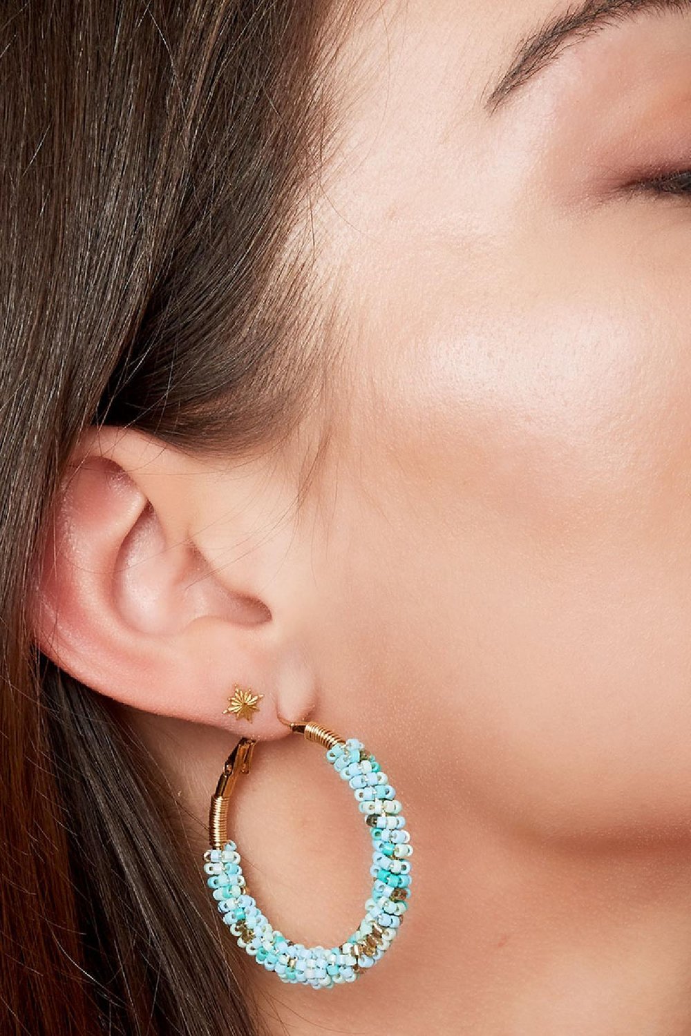 Stud Earrings North Star Gold Color Stainless Steel h5Picture3